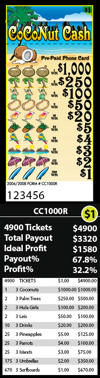 CoCoNut Cash 1000 Phone Pull Tab