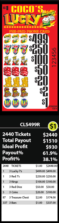 Coco's Lucky 7 499 Phone Pull Tab