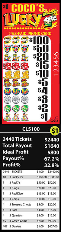 Coco's Lucky 7 100 Phone Pull Tab